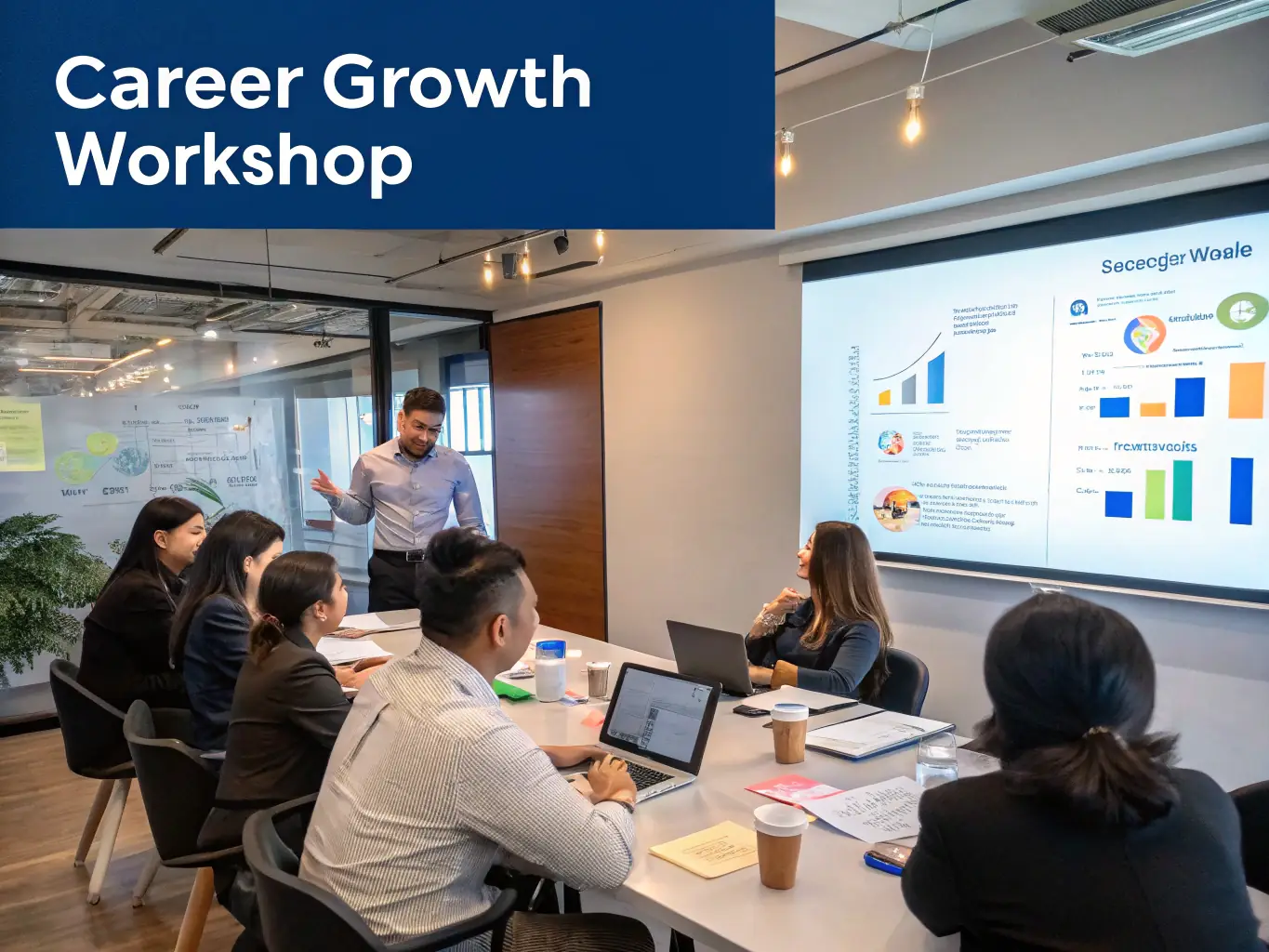 A consultant leading a workshop on financial literacy for a group of business owners, emphasizing Synergy's commitment to education and empowerment.